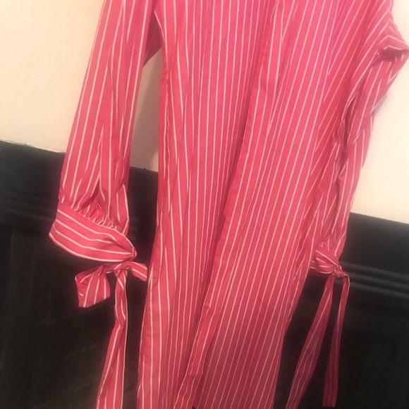 White/ Pink striped shirt dress. Size S - Picture 4 of 5